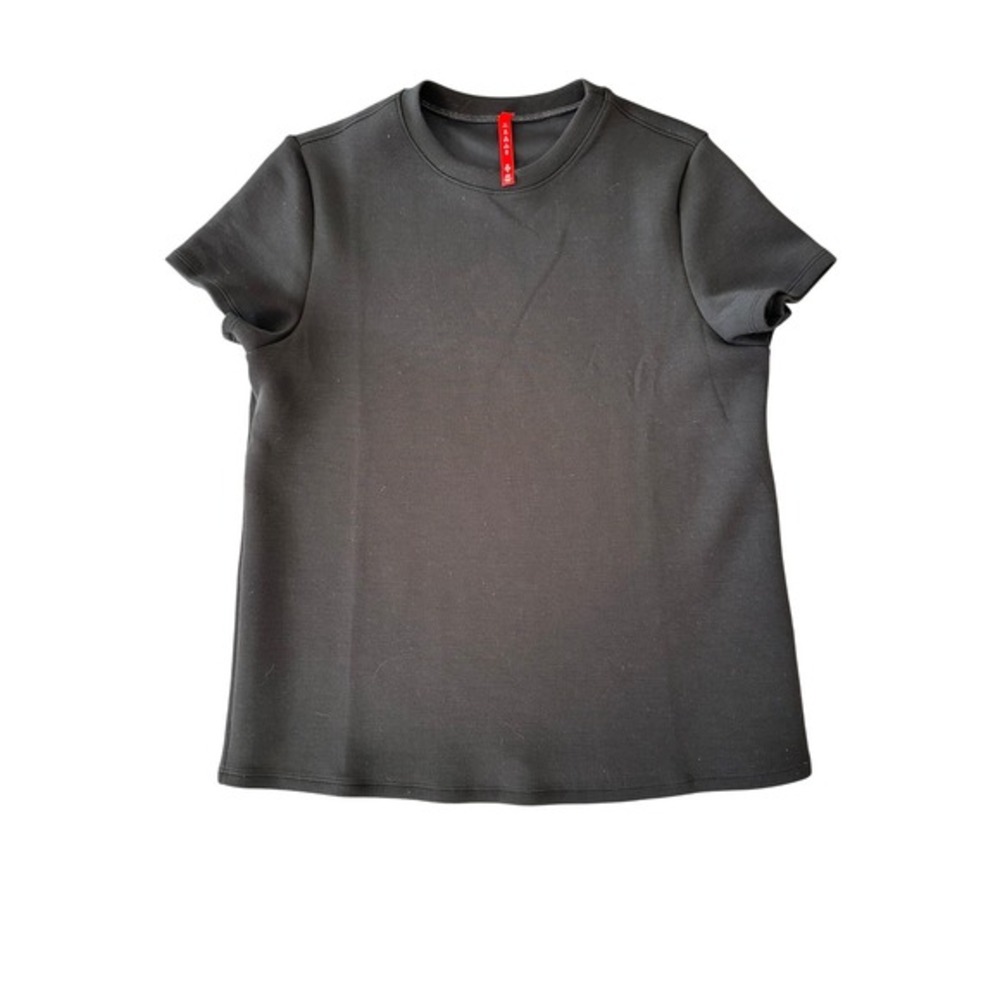Spanx AirEssentials Small Short Sleeve Tee Shirt Very Black Spacer Fabric Casual